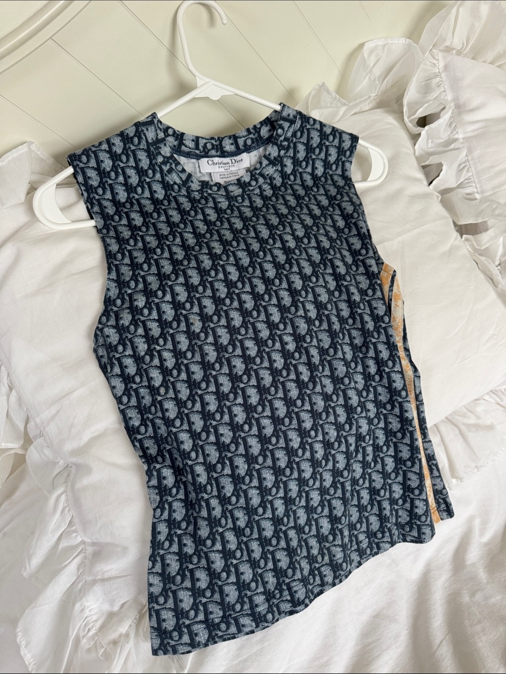 Dior Authentic Navy and White Monogram Tank Top
